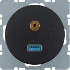 HAGER - R.1/R.3 - USB 2.0 A +3.5mm läpivient mus