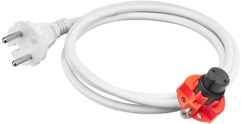 REJ-DESIGN - Asennus-/kytkentätarvike - pistokejohto 130 cm, valk.