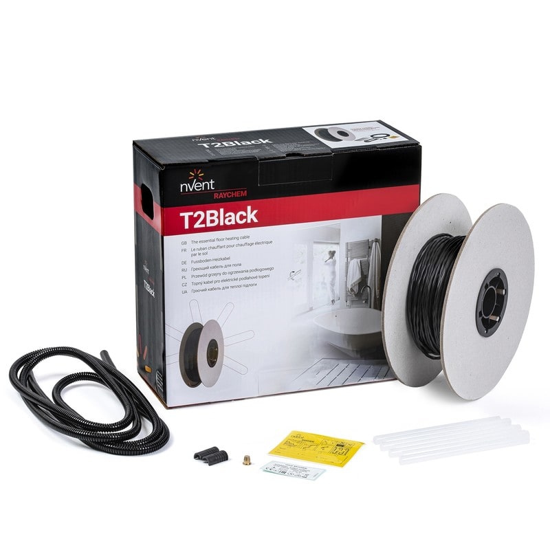 RAYCHEM - Lämpökaapelipaketti Raychem - T2Black-14,5m/180W-1,2-2,2m2
