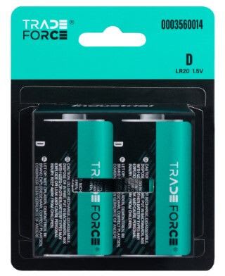 TRADEFORCE - Paristo alkali - LR20 D alkaline paristo 2 kpl