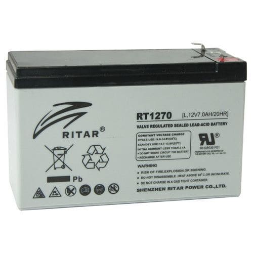 RITAR - Akku lyijy suljettu - RitarRT1270L-F2 12V/7Ah F2-nap