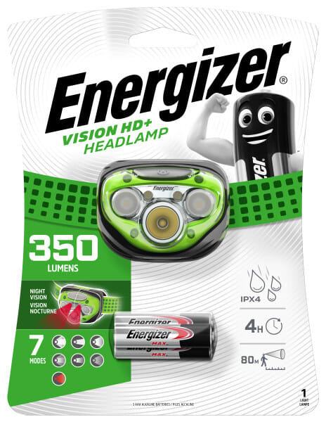 ENERGIZER - Otsa-/kypärävalaisin LE Vision - Headlight Vision HD with 3xAAA