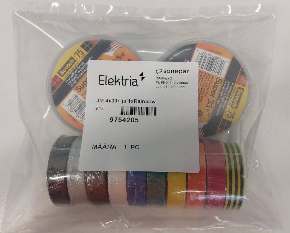 3M - Sähköteippipakkaus - 3M 4x33+ ja 1xRainbow