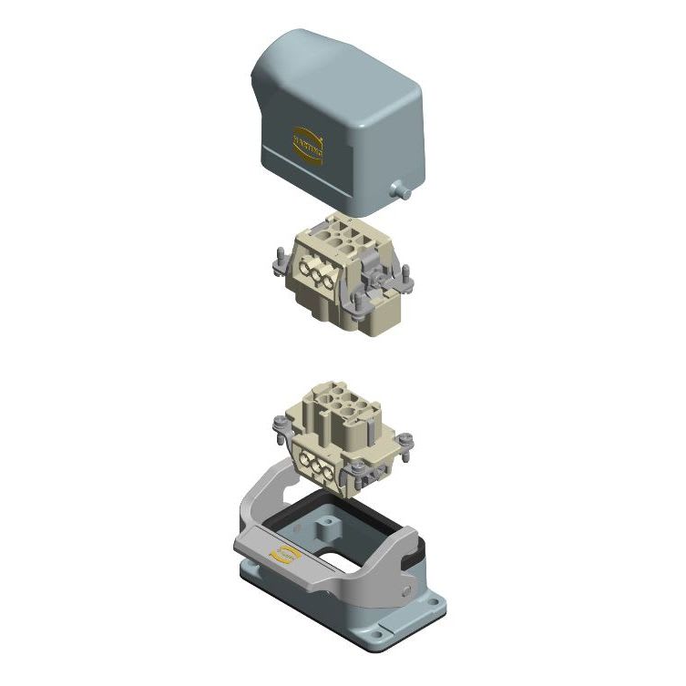 HARTING - Liitinpari Kulma&läpiv. 6+PE - 6104402006100 Han6E&Han6E Kit2