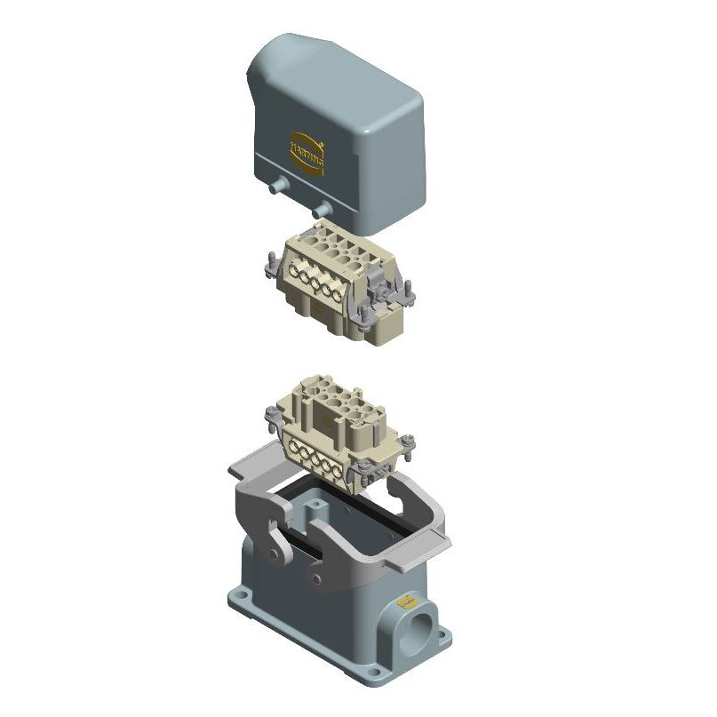 HARTING - Liitinpari Kulma&pinta 10+PE - 6104402006200 Han10B&Han10E Ki
