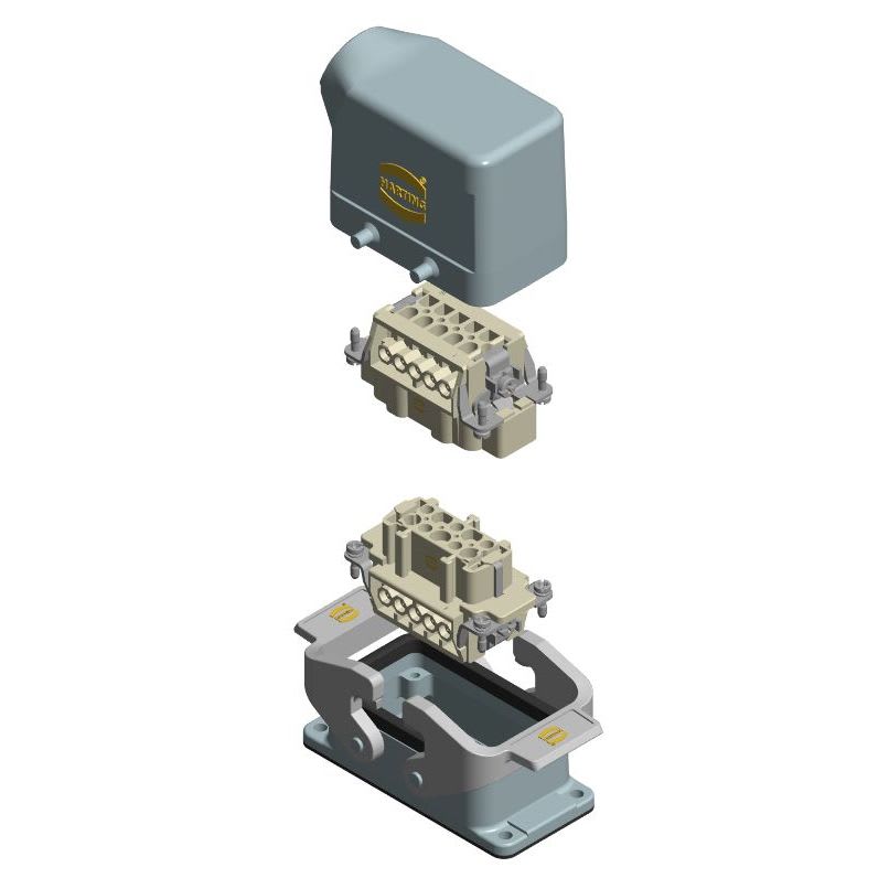 HARTING - Liitinpari Kulma&läpiv. 10+PE - 6104402006300 Han 10B&Han 10E
