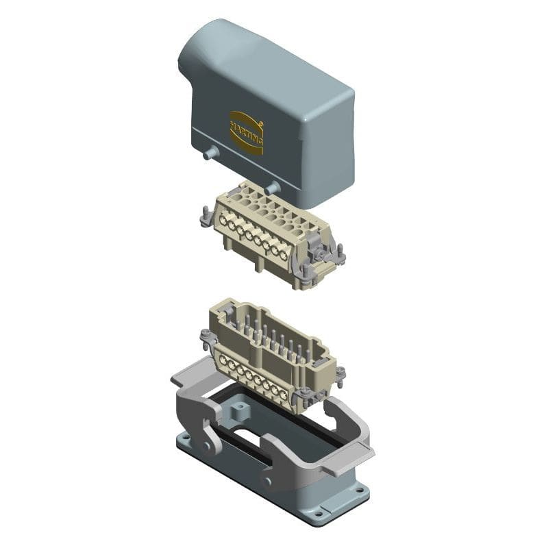 HARTING - Liitinpari Kulma&läpiv. 16+PE - 6104402006500 Han 16B&Han 16E