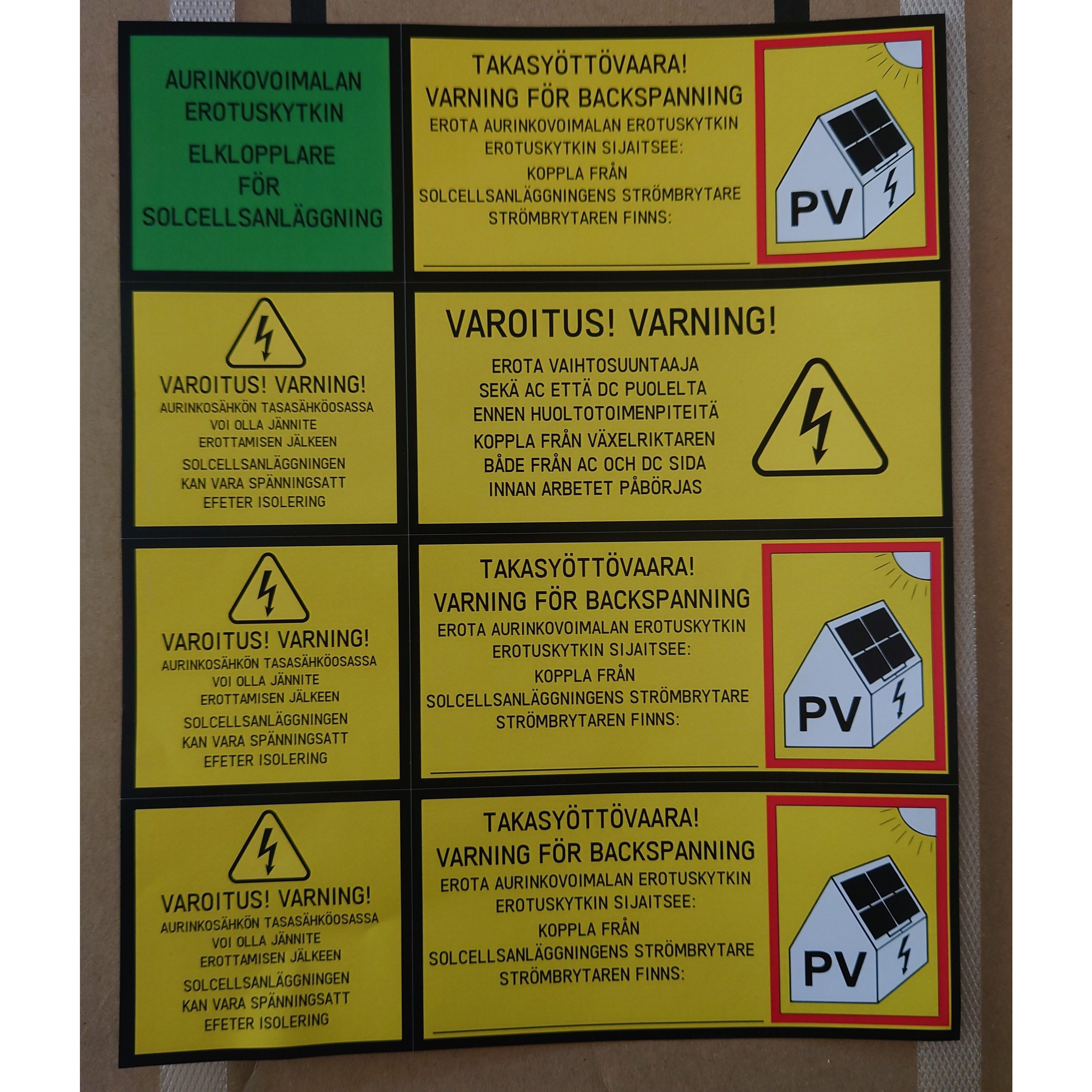 ENERGIAVAHTI - Merkintätarra - Merkintät.aurinkos.järjestelm.