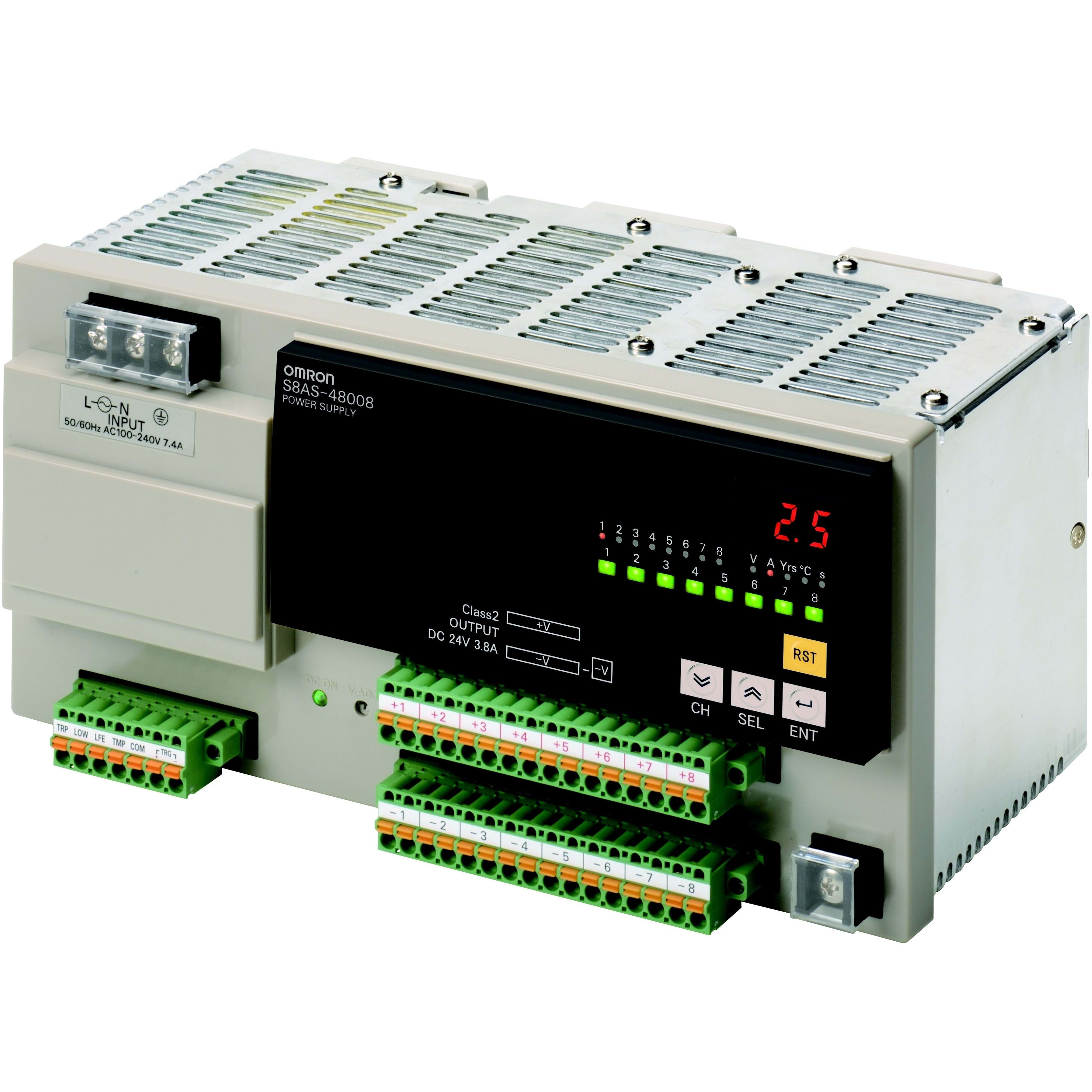 OMRON - Power supply, 480W, 24VDC, 8 branch outp - S8AS-48008