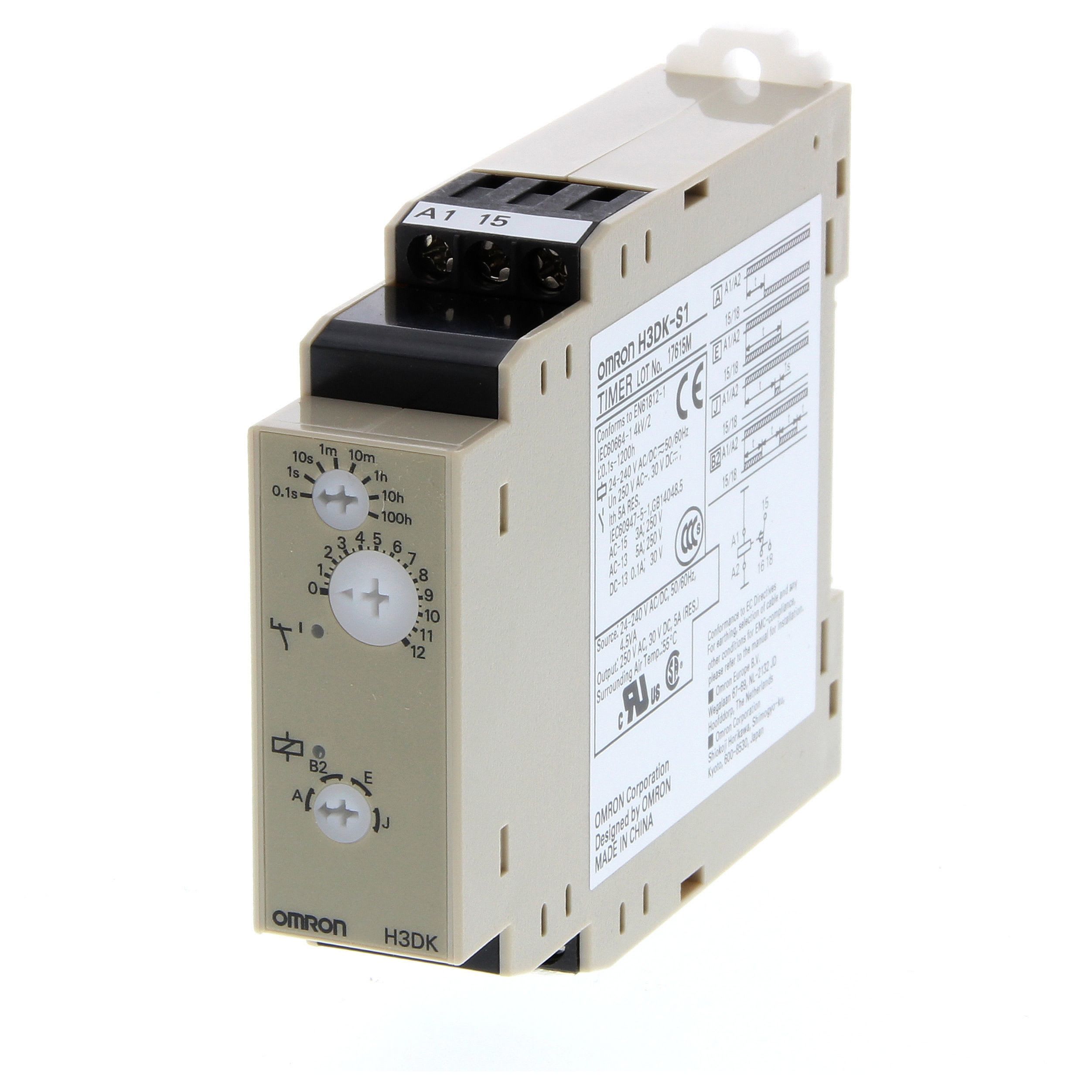 OMRON - Timer, DIN-rail mounting, multi range, m - H3DK-S1 24-240VAC/DC