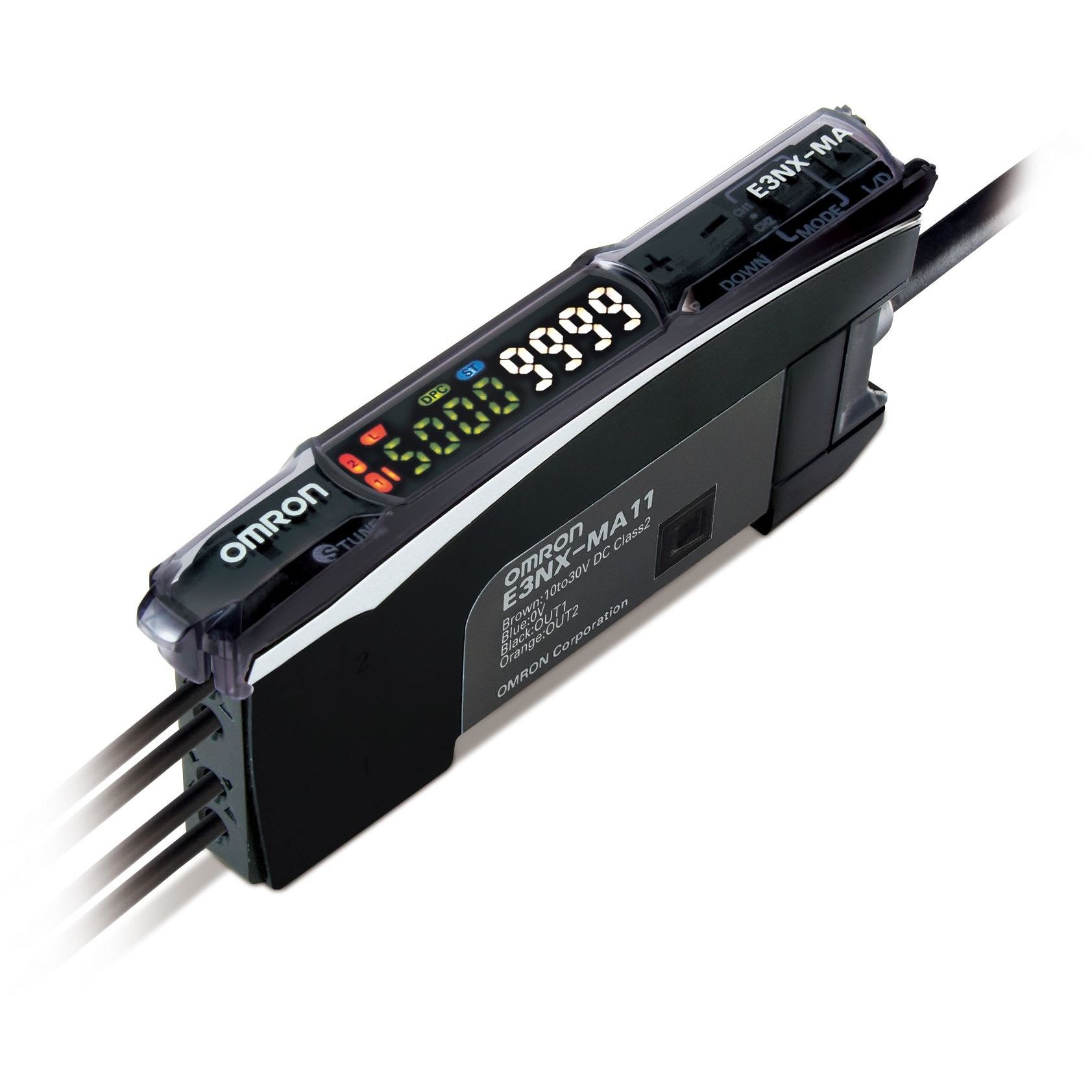OMRON - Fiber amplifier, 2 fiber input, twin dig - E3NX-MA11 2M