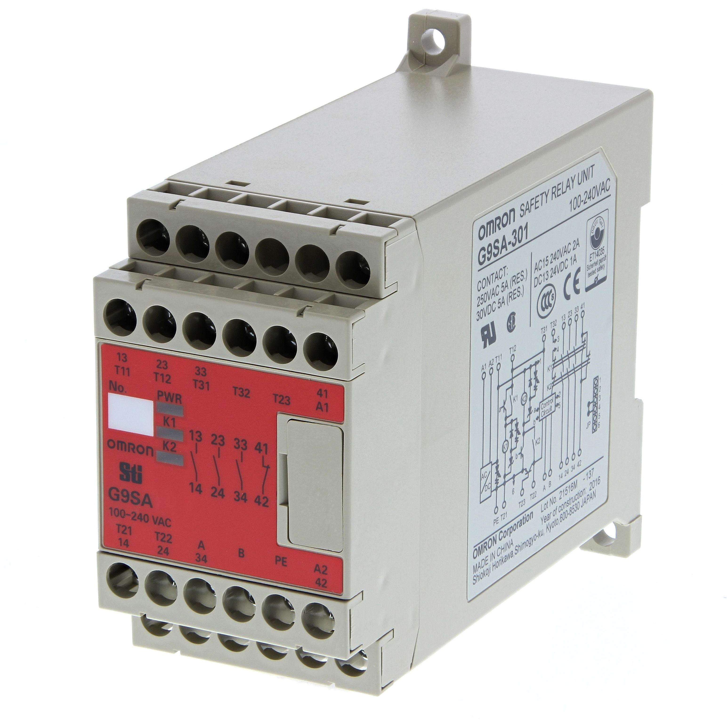 OMRON - Safety relay unit, 3PST-NO (Category 4), - G9SA-301 AC/DC24