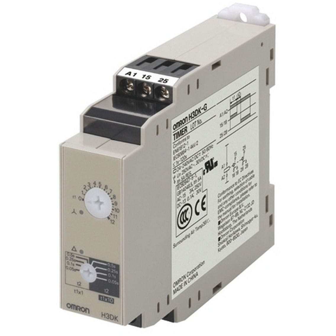 OMRON - Timer, DIN rail mounting, 22.5mm, star-d - H3DK-G 24-240VAC/DC