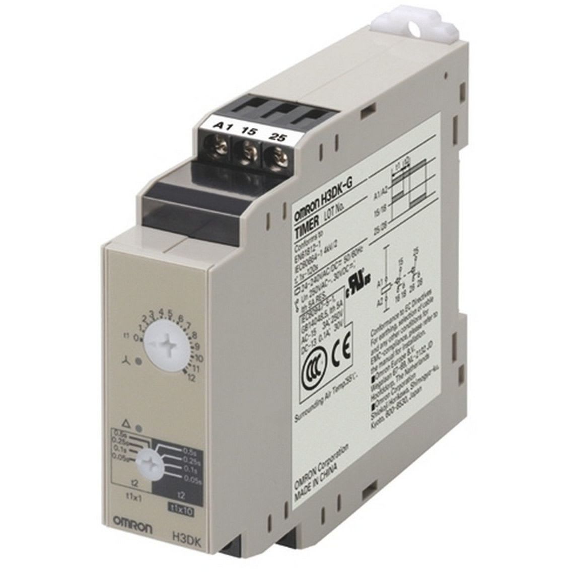 OMRON - Timer, DIN rail mounting, 22.5mm, star-d - H3DK-GE 240-440VAC