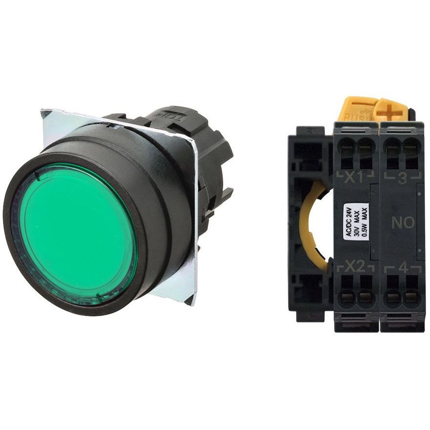 OMRON - Pushbutton A22NL Ø22, bezel plastic, FLA - A22NL-BNM-TGA-P100-GC