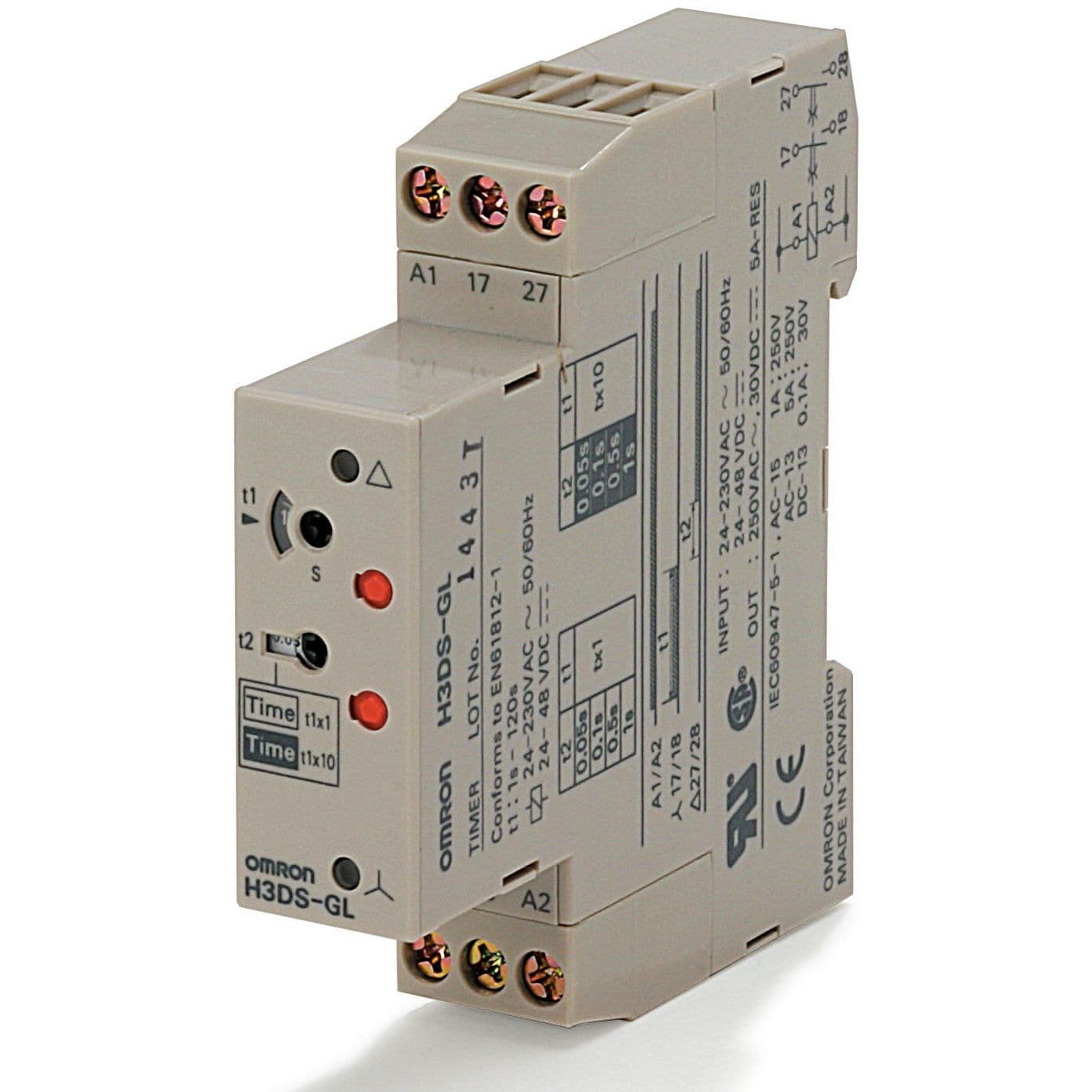 OMRON - Timer, DIN rail mounting, 17.5 mm, 24-23 - H3DS-GL