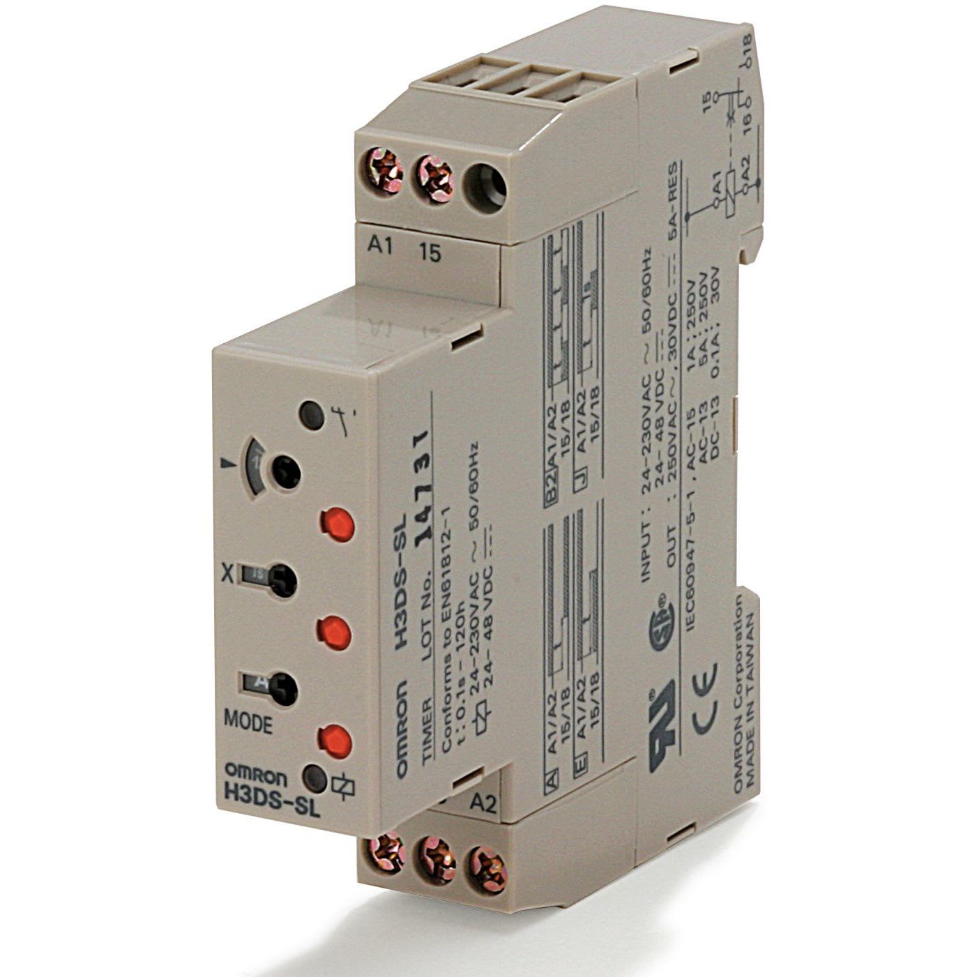 OMRON - Timer, DIN rail mounting, 17.5 mm, 24-23 - H3DS-SL AC/DC