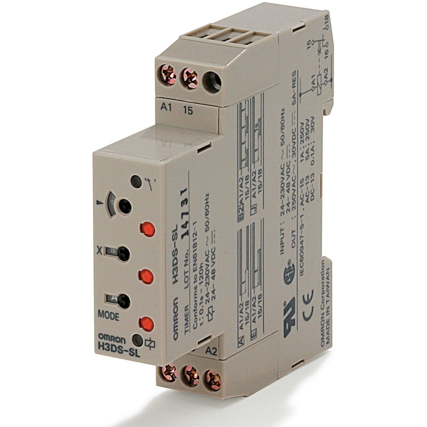 OMRON - Timer, DIN rail mounting, 17.5 mm, 24-23 - H3DS-SL AC/DC