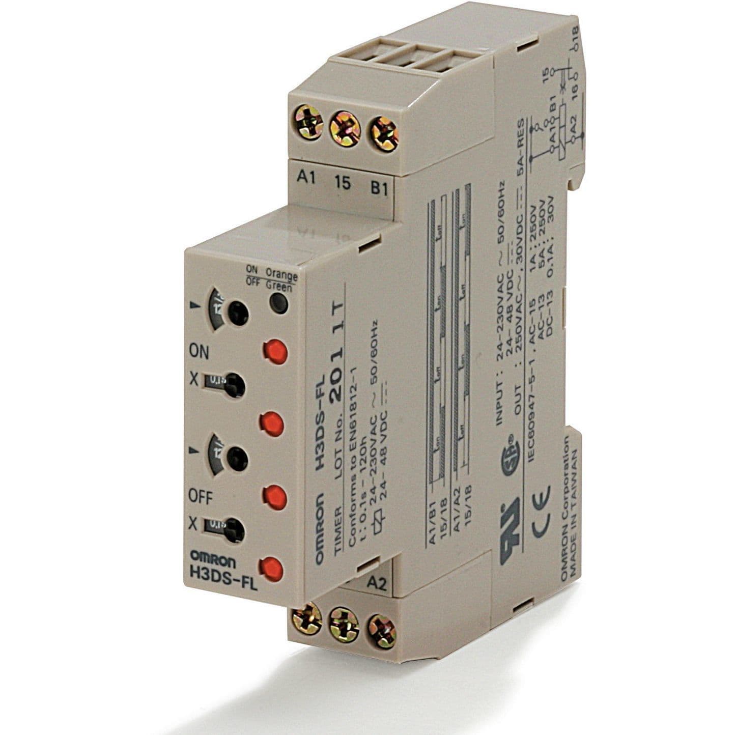 OMRON - Timer, DIN rail mounting, 17.5 mm, 24-23 - H3DS-FL