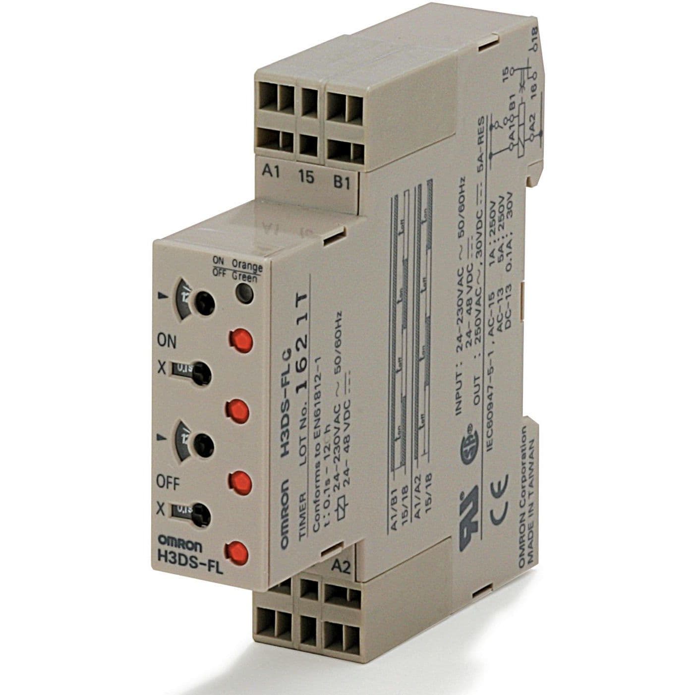 OMRON - Timer, DIN rail mounting, 17.5 mm, 24-23 - H3DS-FLC