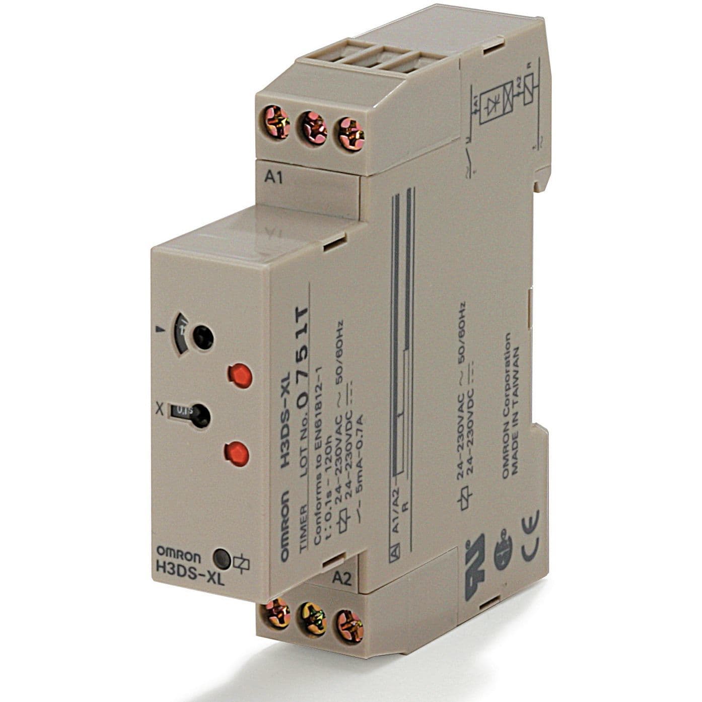 OMRON - Timer, DIN rail mounting, 17.5 mm, 24-23 - H3DS-XL