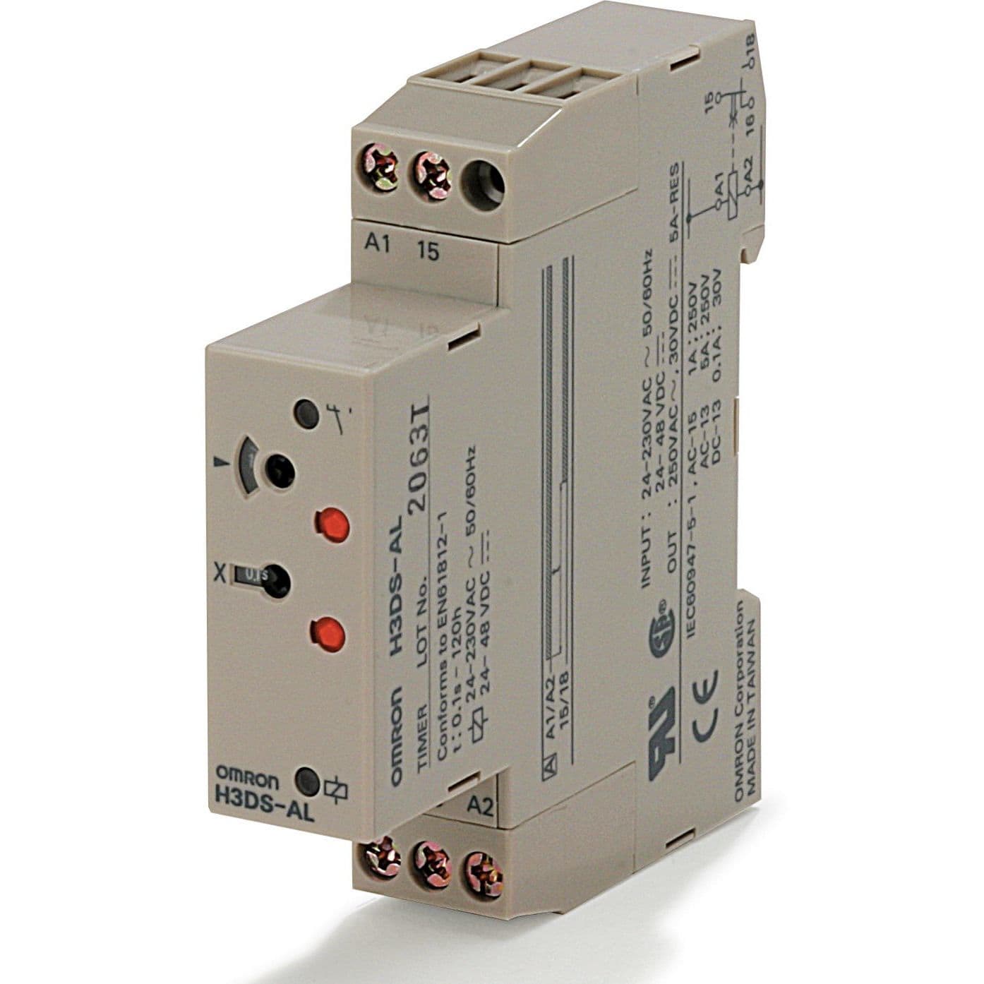 OMRON - Timer, DIN rail mounting, 17.5 mm, 24-23 - H3DS-AL AC/DC