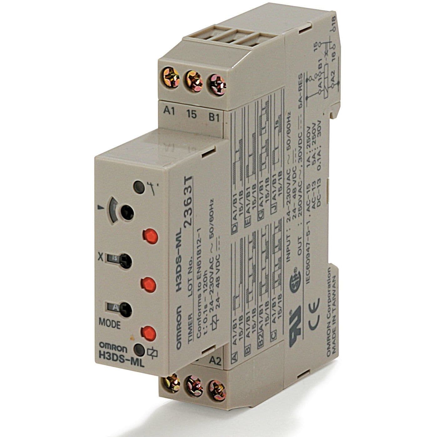 OMRON - Timer, DIN rail mounting, 17.5 mm, 24-23 - H3DS-ML AC/DC