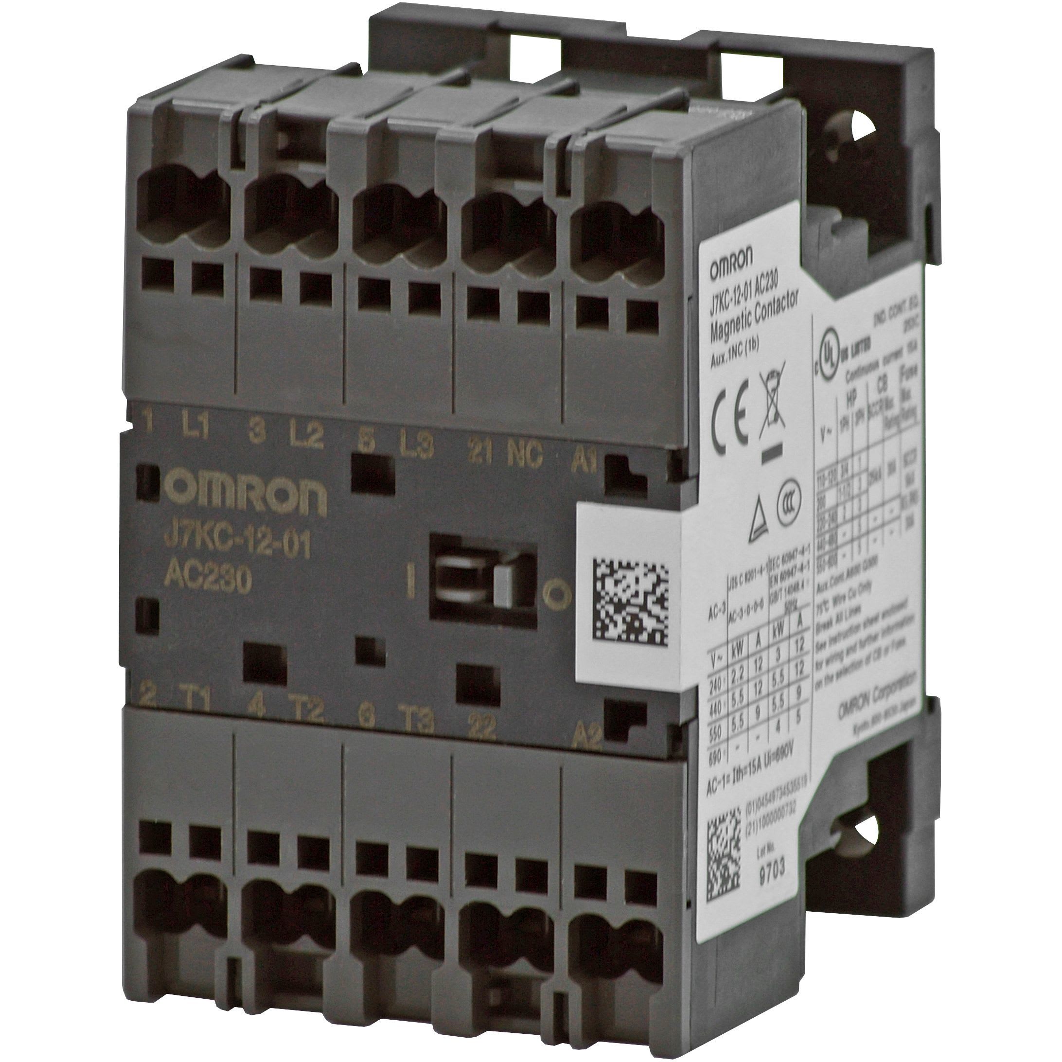 OMRON - Motor Contactor, 3 Poles, Push-In Plus T - J7KC-12-10 24VDC