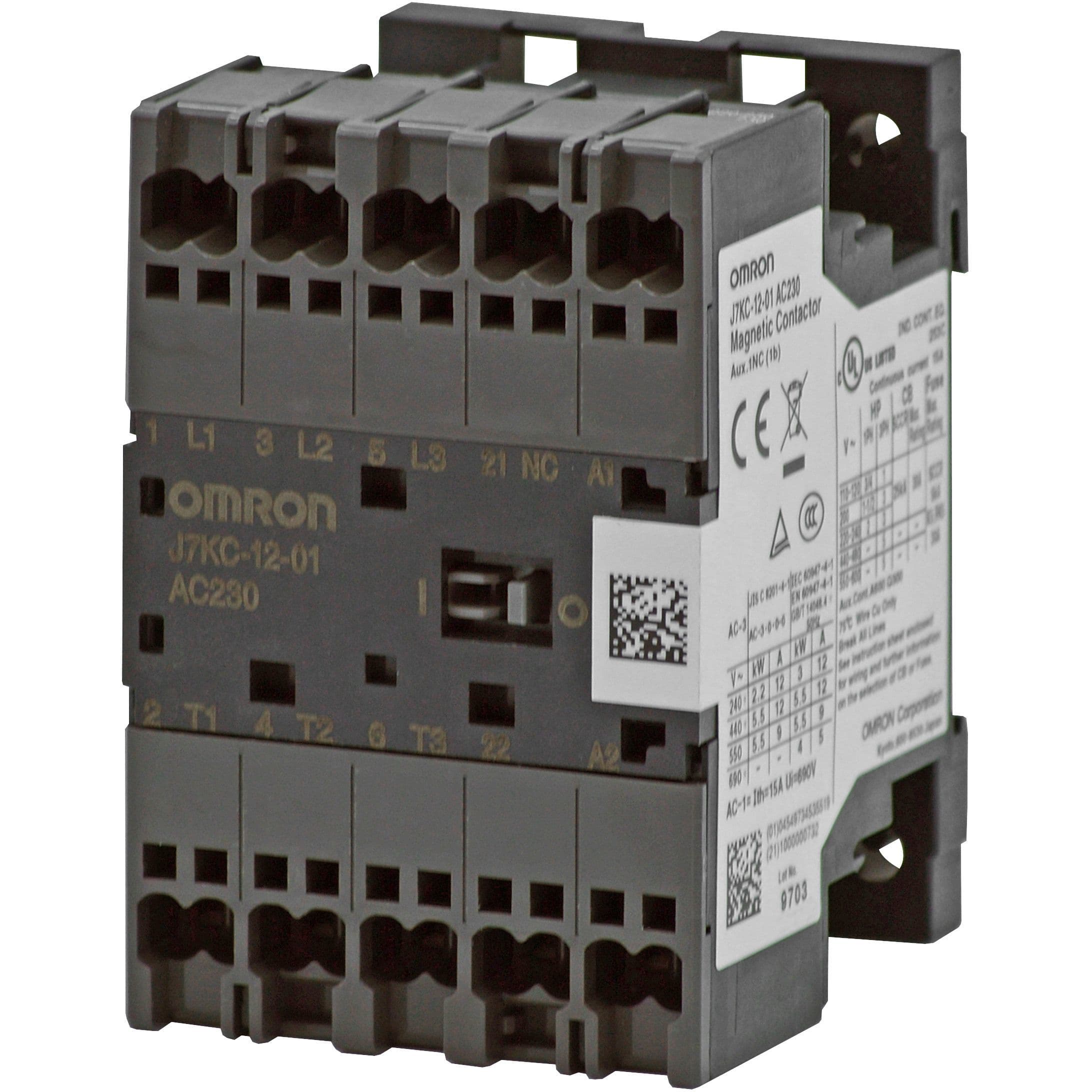 OMRON - Motor Contactor, 3 Poles, Push-In Plus T - J7KC-12-01 24VDC
