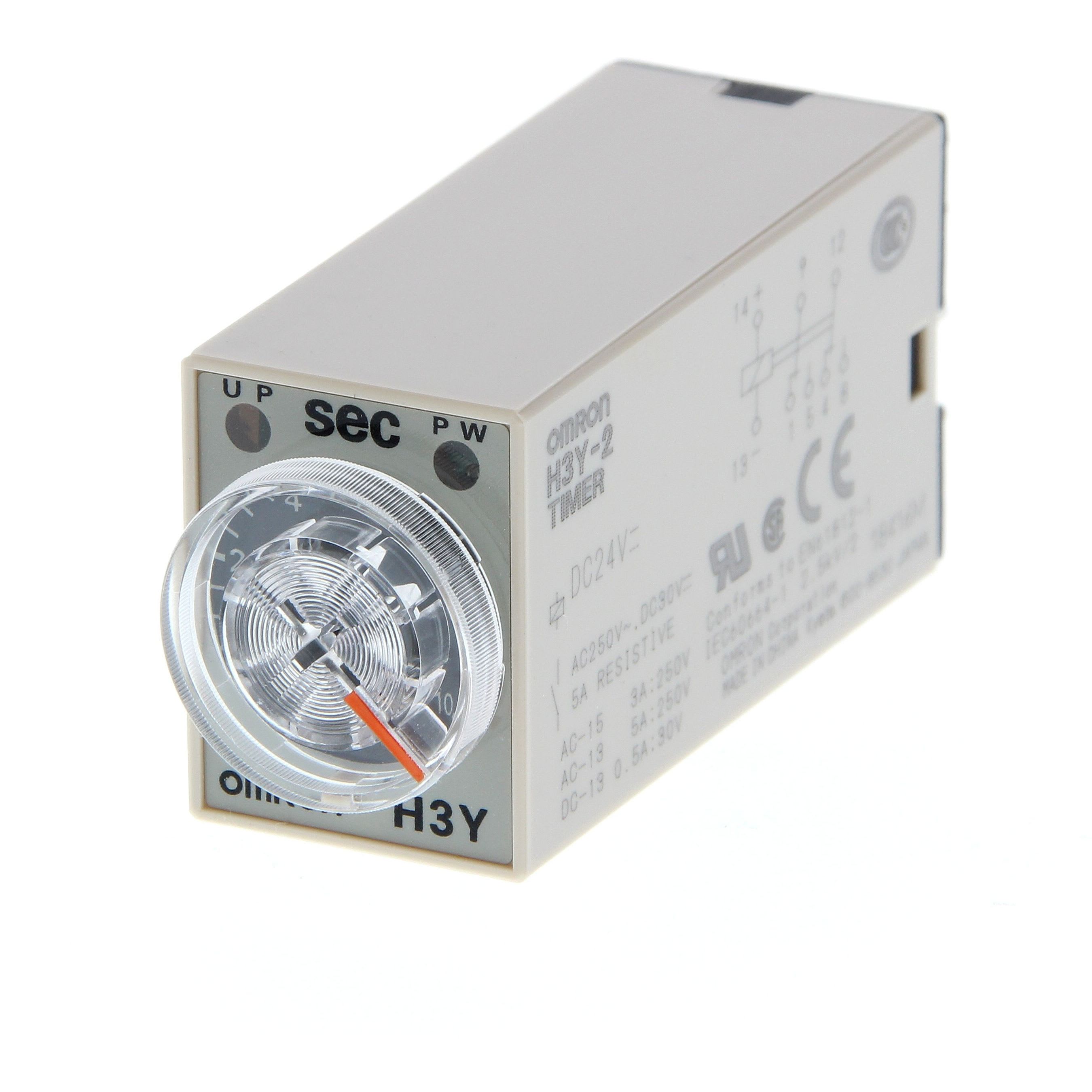 OMRON - Timer, plug-in, 8-pin, on-delay, DPDT, 3 - H3Y-2 AC24 10S