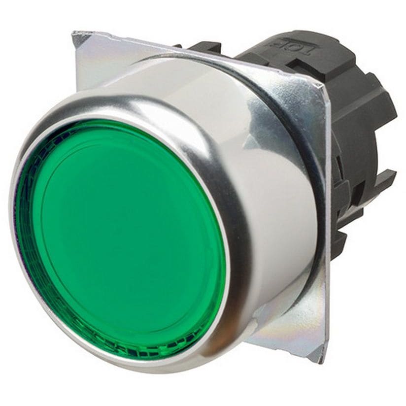 OMRON - Pushbutton A22NZ Ø22, bezel metal, FLAT, - A22NZ-RNM-TGA