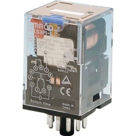 OMRON - Relay, plug-in, 11-pin, 3PDT, 10 A, mech - MKS3PI-5 24VDC