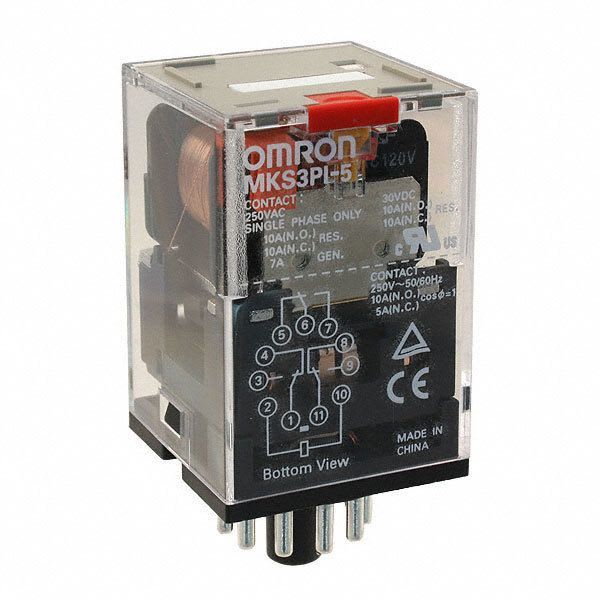 OMRON - Relay, plug-in, 11-pin, 3PDT, 10 A, mech - MKS3PI-5 24VAC