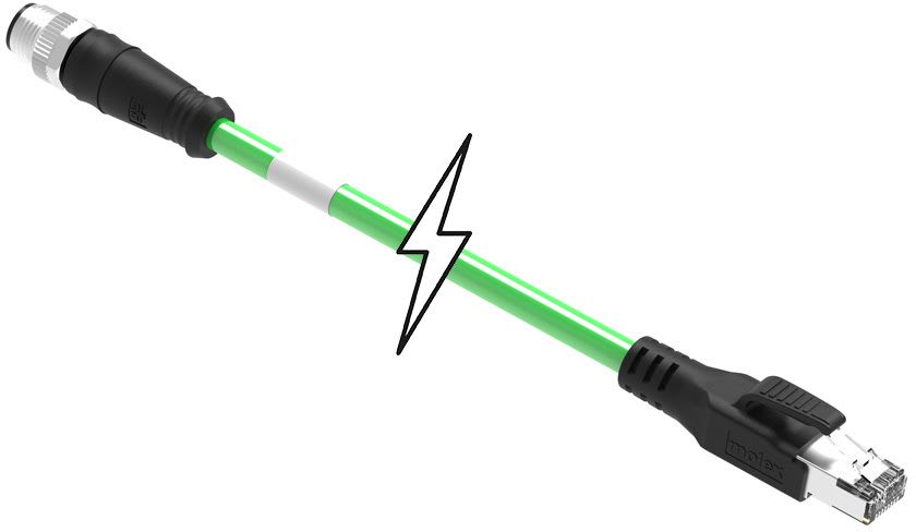 MOLEX - Sensor/Actuator/Power cable - CSE M12ETH 4P DC MA STR RJ45 STR WSOR 2M