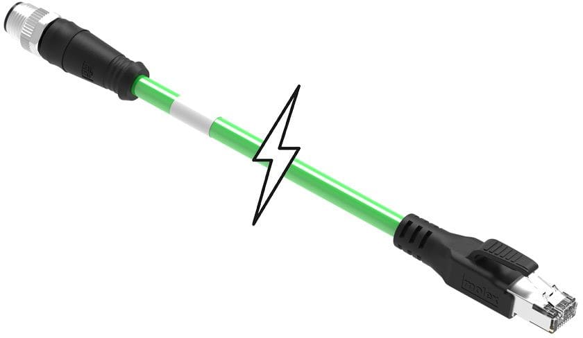 MOLEX - Sensor/Actuator/Power cable - CSE M12ETH 4P DC MA STR RJ45 STR WSOR 2M