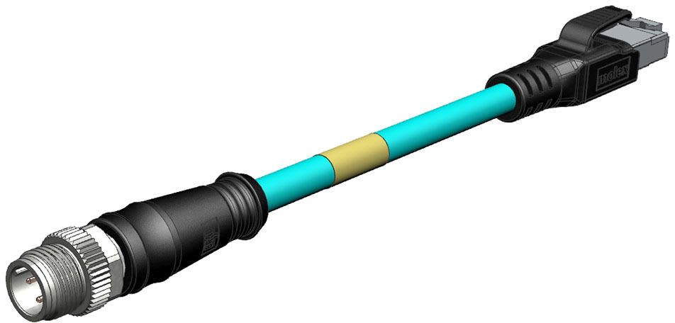 MOLEX - Sensor/Actuator/Power cable - CSE M12 ETH 4P DC MA STR RJ45 WSOR 1M