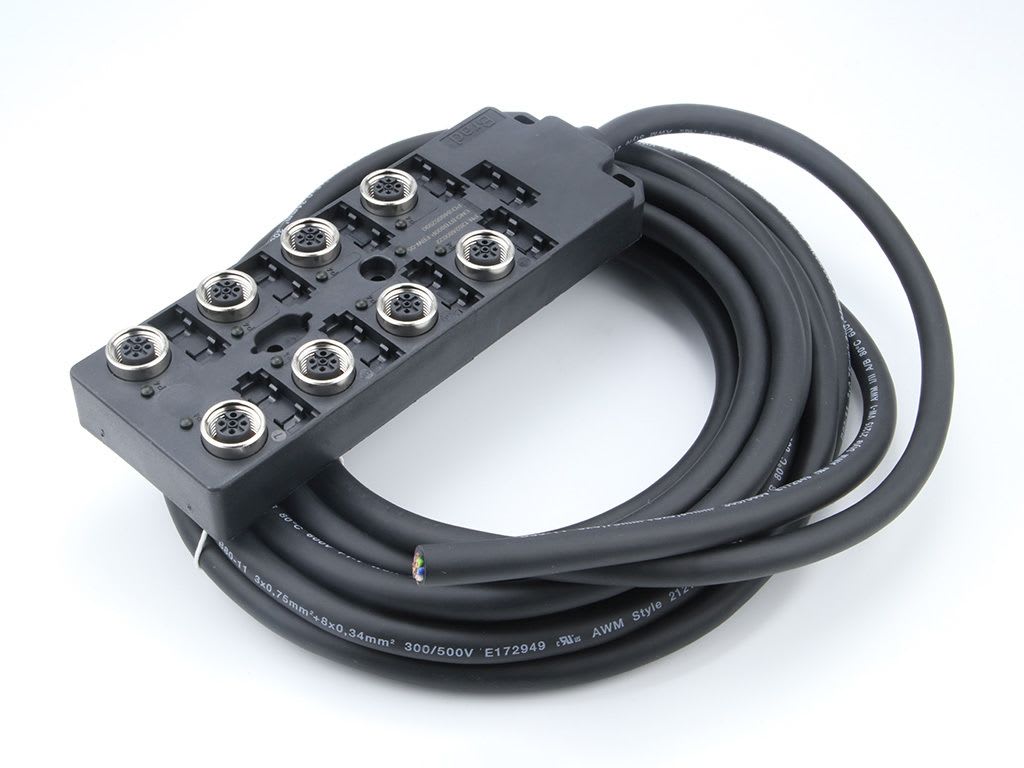 MOLEX - Interface Distributor (With Cable) - MPIS M12 PNP 4P 8PT BK 5M SINGLE