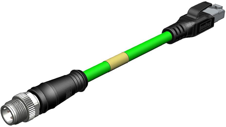 MOLEX - Sensor/Actuator/Power cable - CSE M12ETH 4P DC MA STR RJ45 STR WSOR 1M