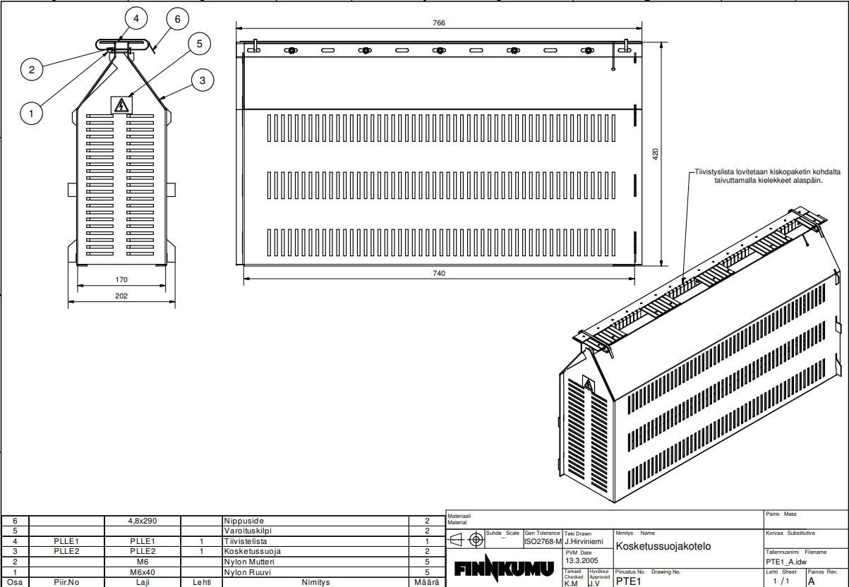 HARJU ELEKTER - Kosketussuoja - PTE1+kiskotuki