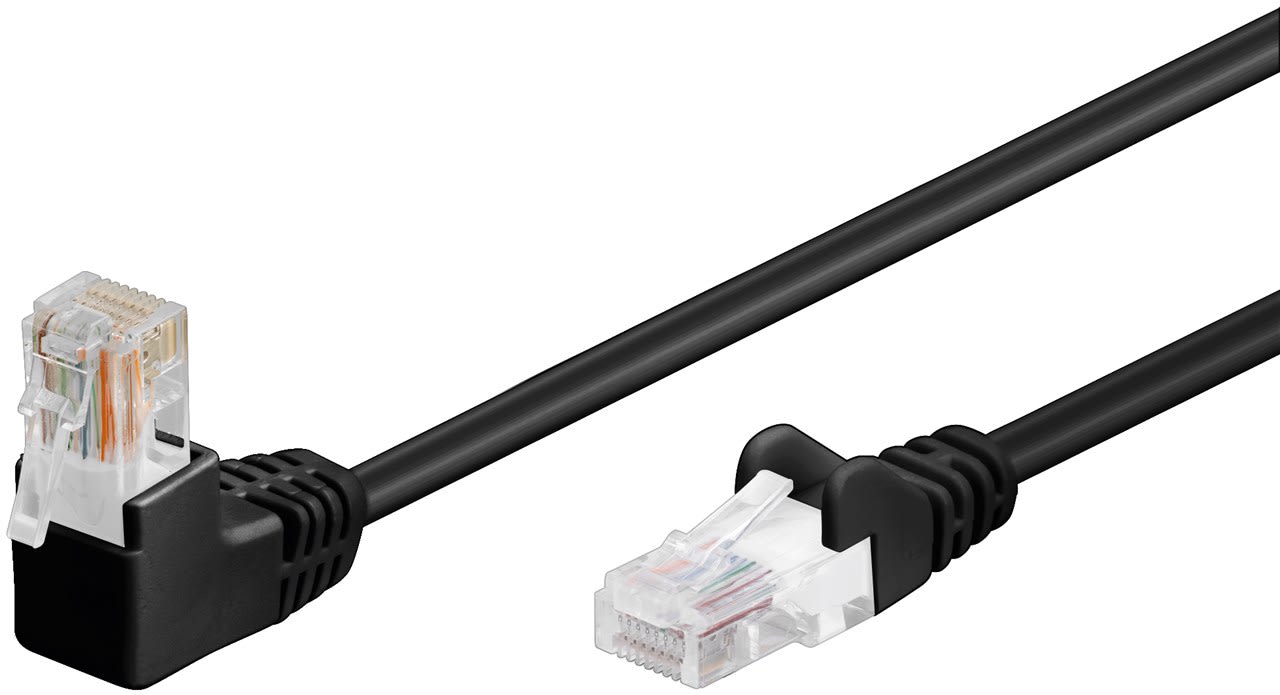 GOOBAY - Kytkentäkaapeli - CAT 5e 1x 90, U/UTP, must, 15m
