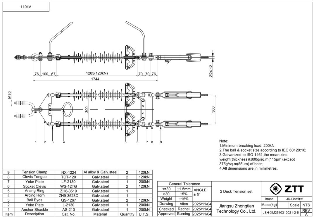 ZTT - 2 Duck Tension Set - Kiristinketju 2xDuck 110kV,120kN